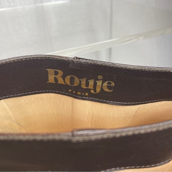 ROUJE PARIS Loana Croco Chocolat Heeled Riding Boots 37 - Picture 6 of 14